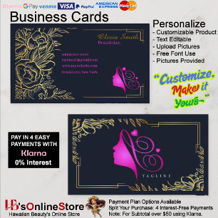 Customizable Pink Gold Elegant Template 12 Business Card