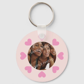 Customizable Pink Heart Photo Key Ring