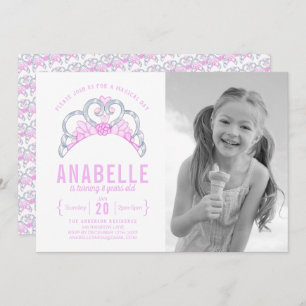Customizable Pink Tiara Photo Birthday Invitation