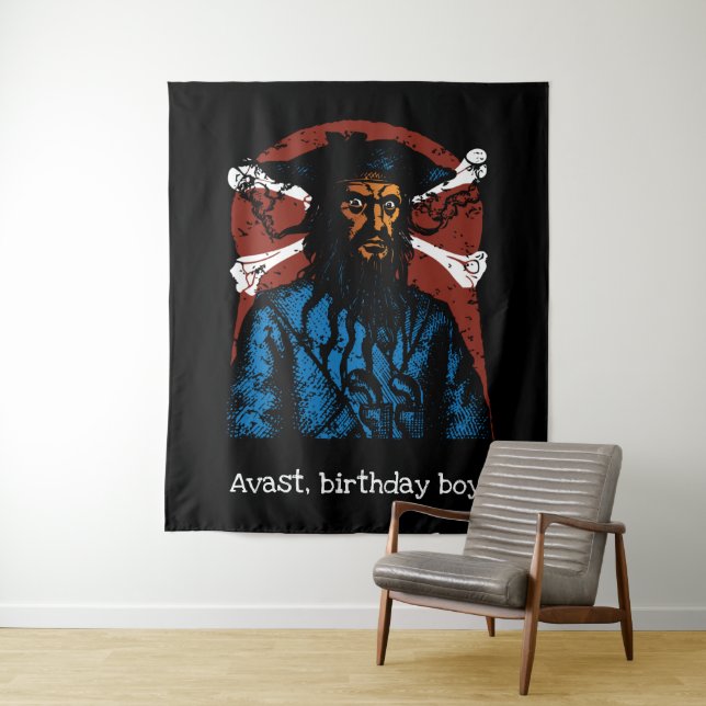 CUSTOMIZABLE PIRATE BLACKBEARD TAPESTRY (In Situ)