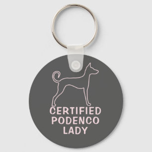 Customizable Podenco Dog Slogan Pink Logo Key Ring