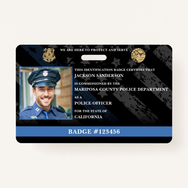 Customizable Police Officer Law Enforcement ID ID Badge (Front)
