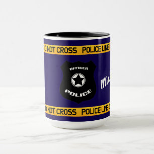 Customizable Police Tribute Design with Badge  Mug