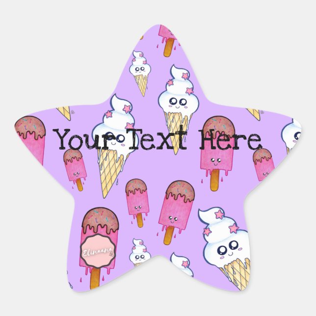 Customizable Popsicle Ice Cream Cone Star Sticker (Front)