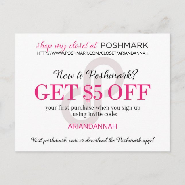 Customizable Poshmark Referral Invitation Card (Front)