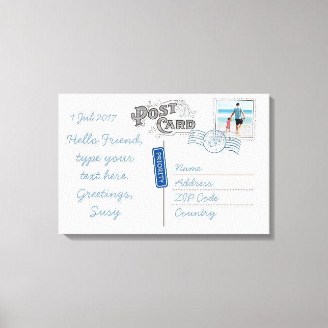 Customizable Postcard Backside Canvas Print (Front)