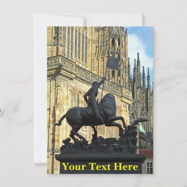 Customizable Prague statue greeting card (Front)