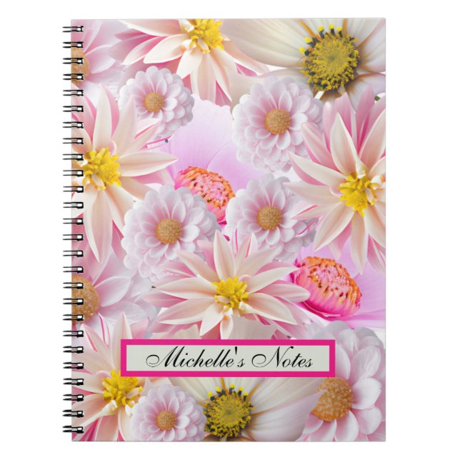 Customizable Pretty in Pink Floral  Notebook (Front)