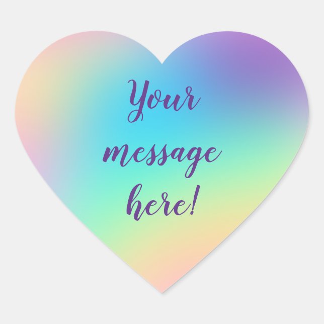 Customizable Pretty Pastel Rainbow Gradient Heart Sticker (Front)