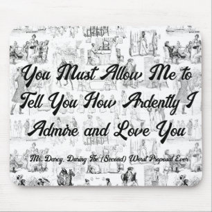 Customizable Pride and Prejudice Ardently Quote Mouse Pad