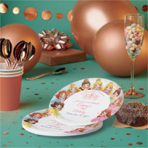 Customizable Princess Girl Birthday Paper Plate