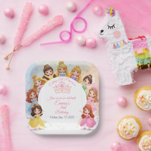 Customizable Princess Girl Birthday Paper Plate