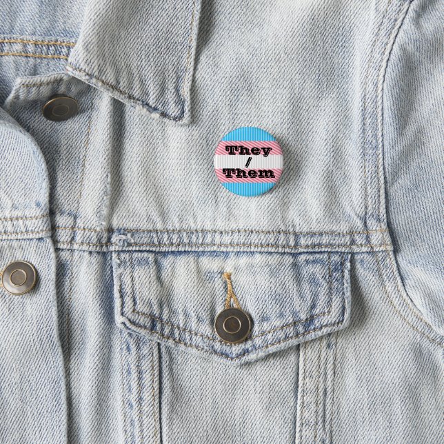 Customizable Pronoun Boho Stripe Transgender Pride 3 Cm Round Badge (In Situ)
