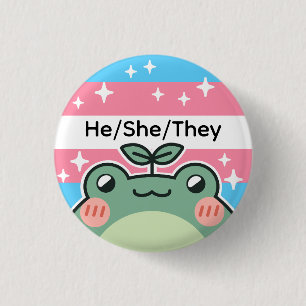 Customizable Pronoun Transgender Flag Frog 3 Cm Round Badge
