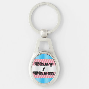 Customizable Pronoun Transgender Pride Keychain