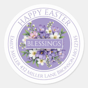 Customizable Purple Floral Easter Sticker 