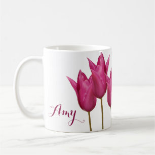 Customizable purple flowers Paula name black Coffee Mug