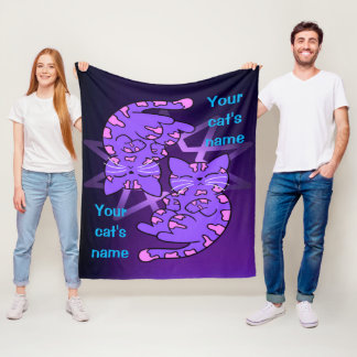 Customizable Purple Gemini Kittens Decagon Purple Fleece Blanket