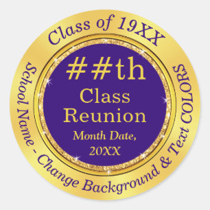 Customizable, Purple Gold, Class Reunion Stickers