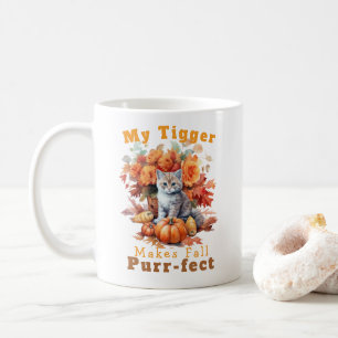 Customizable Purr-fect Autumn Cat Tigger Coffee Mug