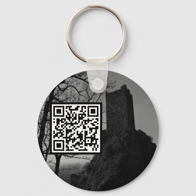 Customizable QR Code Castle Ruins Gothic Key Ring (Front)