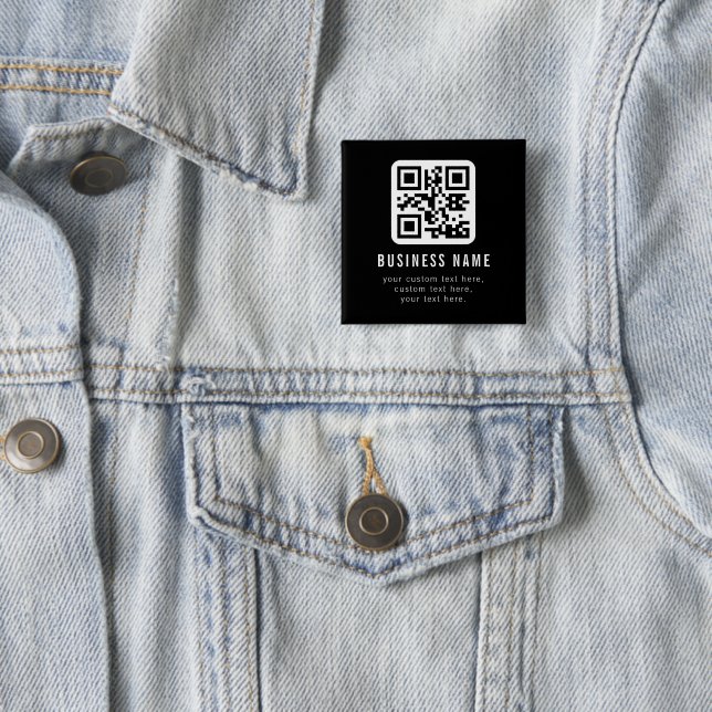 Customizable QR Code & Editable Text Design 15 Cm Square Badge (In Situ)