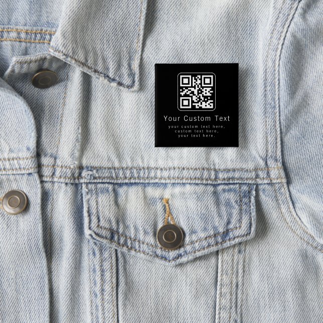 Customizable QR Code & Editable Text Template 15 Cm Square Badge (In Situ)