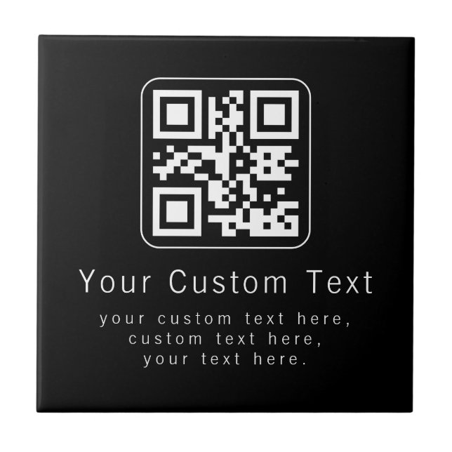 Customizable QR Code & Editable Text Template Ceramic Tile (Front)