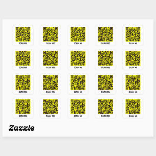 Customizable QR code SCAN ME yellow Square Sticker