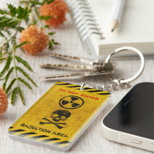 Customizable Radiation Hazard Sign Key Ring