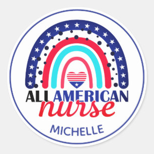 Customizable Rainbow All American Nurse Stickers
