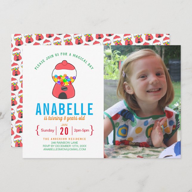 Customizable Rainbow Gum Photo Birthday Invitation (Front/Back)