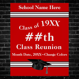 Customizable Red and White, Class Reunion Posters