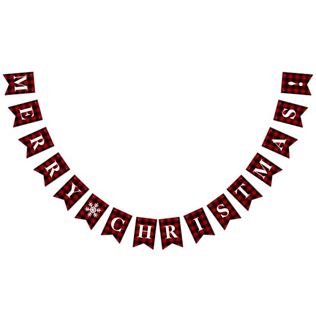 Customizable Red, Black Plaid Merry Christmas! Bunting (All)