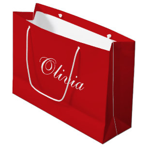 Customizable Red Christmas Gift Bag with Name Opti