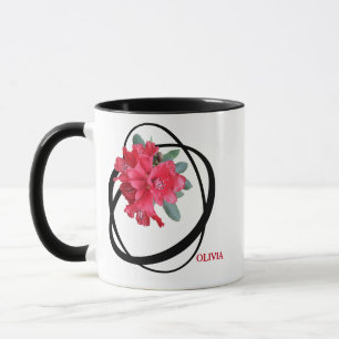 Customizable red flowers C monogram by Berglind Mug