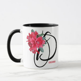 Customizable red flowers D monogram by Berglind Mug