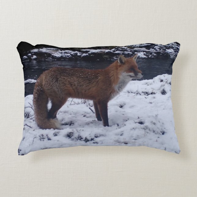 Customizable Red Fox in Snow Cushion (Front)