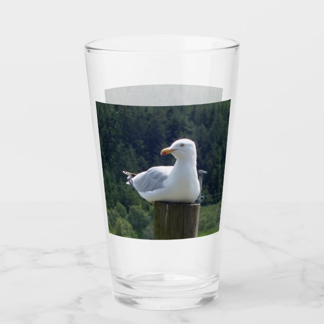 Customizable Resting Seagull Ocean Nature Bird Glass (Front)