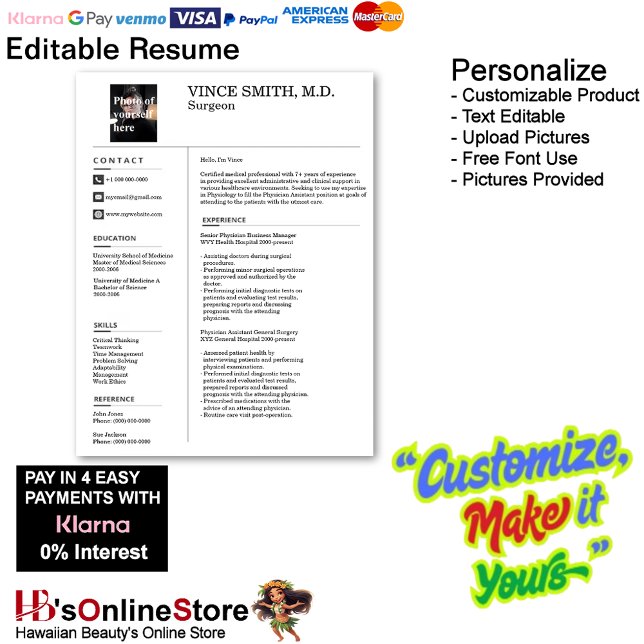 Customizable Resume Template with Photo 10 Custom Letterhead (Customizable Resume Template with Photo Letterhead 10.)