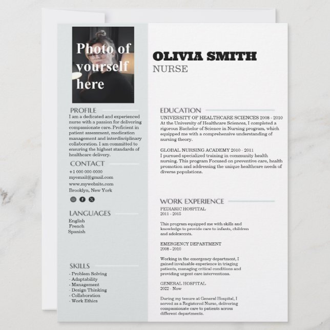 Customizable Resume Template with Photo 17 Custom Letterhead (Front)