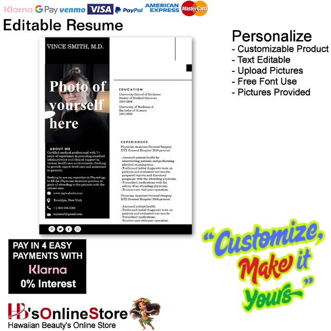 Customizable Resume Template with Photo 3 Custom Letterhead (Customizable Resume Template with Photo Letterhead 3.)