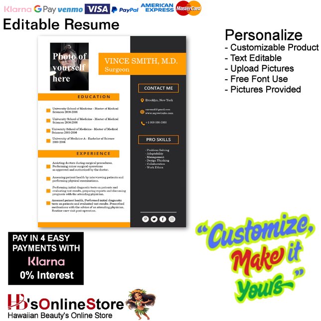 Customizable Resume Template with Photo 5 Custom Letterhead (Customizable Resume Template with Photo Letterhead 5.)
