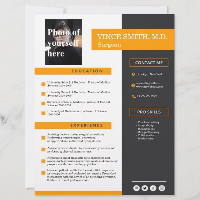 Customizable Resume Template with Photo 5 Custom Letterhead (Front)