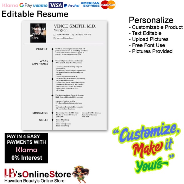 Customizable Resume Template with Photo 7 Custom Letterhead (Customizable Resume Template with Photo Letterhead 7.)