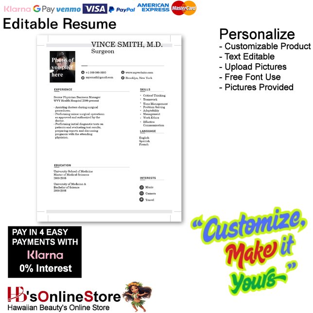 Customizable Resume Template with Photo 9 Custom Letterhead (Customizable Resume Template with Photo Letterhead 9.
)