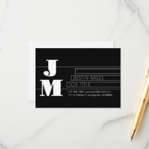 Customizable Retro-modern Black & White Monogram Enclosure Card