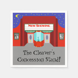 Customizable Retro Movie Theater Paper Napkins