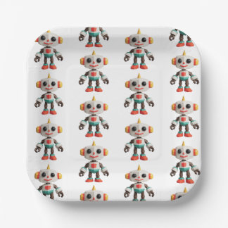 Customizable Robot Kids Paper Plate