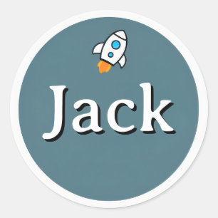 Customizable Rocket Space Kids Name Sticker